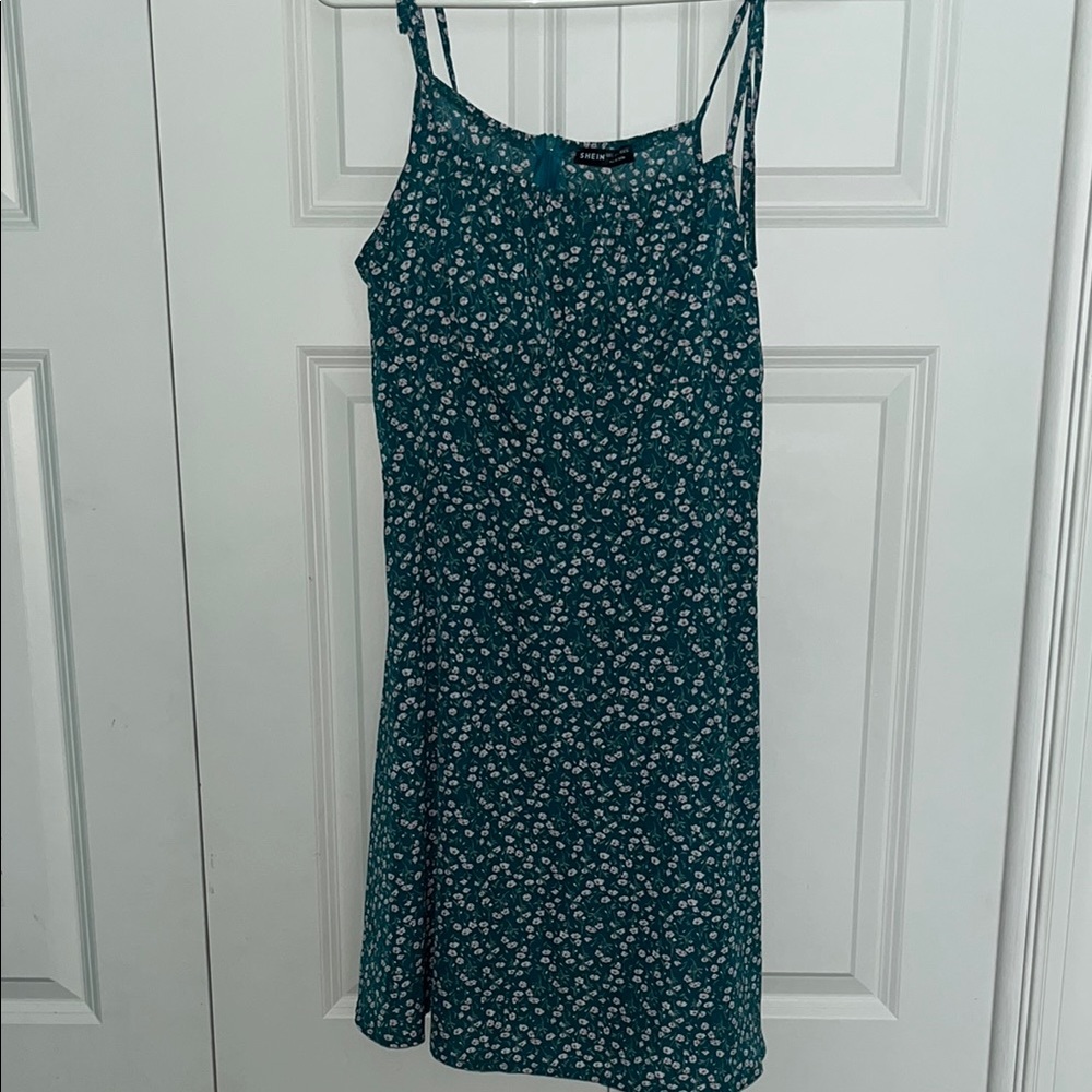 SHEIN Teal and Pink Floral Dress